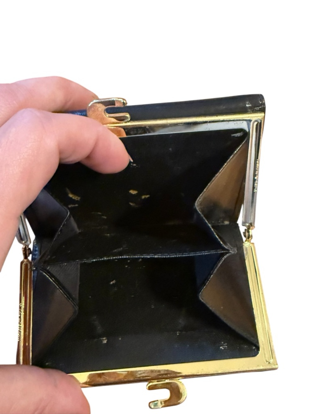 Lodis genuine leather Compact Black Fold Wallet with Kiss-Lock Coin Compartment - Picture 8 of 8
